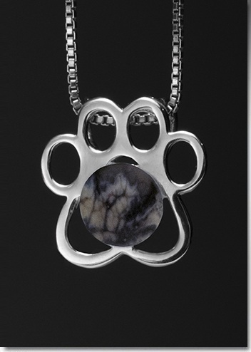 Gray Paw Silver Cremation Pendant