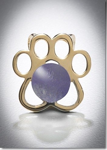 Lavender Paw Yellow Gold Cremation Pendant