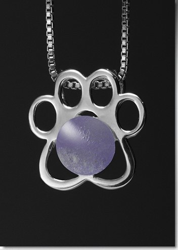 Lavender Paw Silver Cremation Pendant