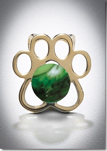 Malachite Paw Yellow Gold Cremation Pendant