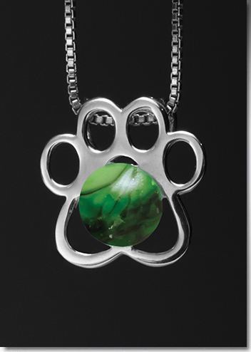 Malachite Paw Silver Cremation Pendant