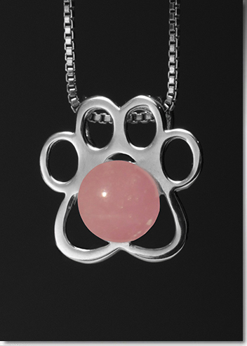 Pink Paw Silver Cremation Pendant
