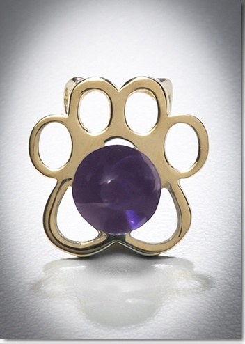 Purple Paw Yellow Gold Cremation Pendant