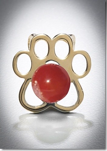 Red Paw Yellow Gold Cremation Pendant