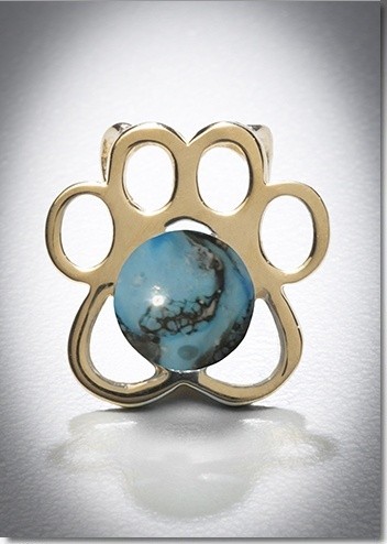 Turquoise Paw Yellow Gold Cremation Pendant