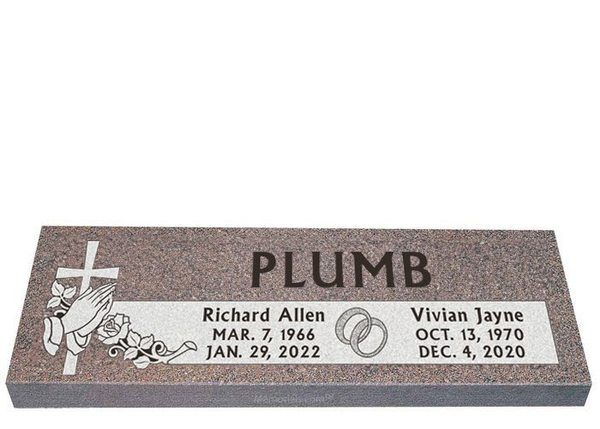 Peace & Love Companion Granite Headstone 42 x 12