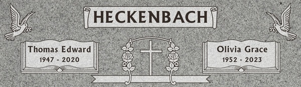 Peace & Love Companion Granite Headstone 48 x 14