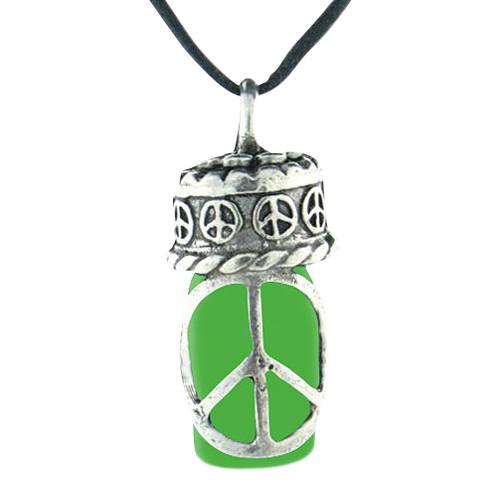 Peace Green Cremation Urn Necklace