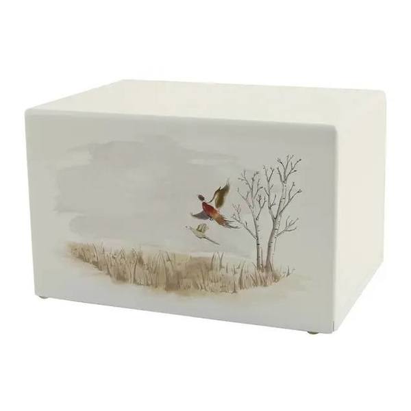 Peaceful Painted Wooden Urn