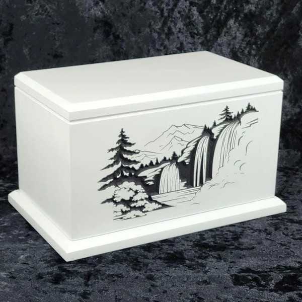 Peaceful Waterfall Wood Cremation Urn