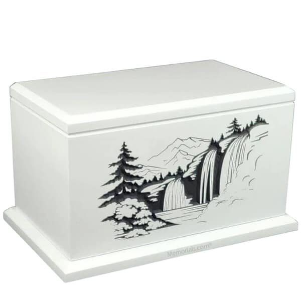 Peaceful Waterfall Wood Cremation Urn