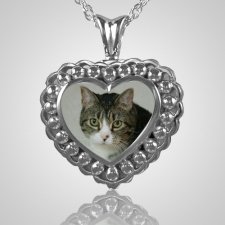 Pearl Photo Heart Cremation Jewelry