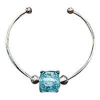 Aqua Cube Bead Ash Bracelet