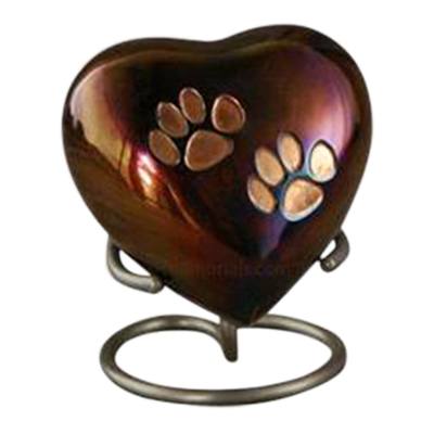 Paw Print Raku Heart Pet Urn