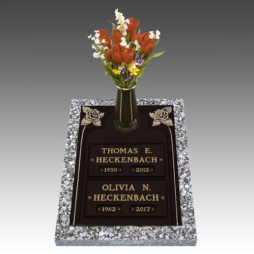 Classic Rose Companion Cremation Grave Marker
