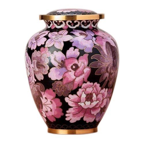 Pink Flowers Elite Medium Cloisonne Urn