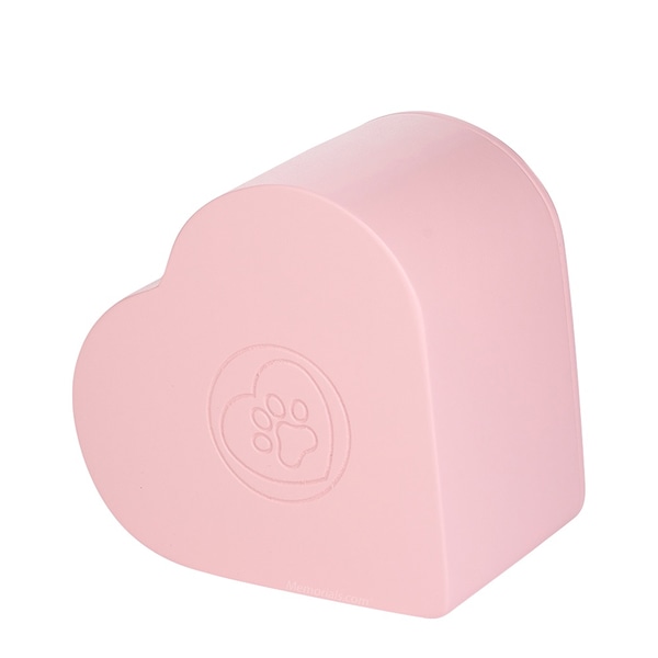 Pink Heart Paw Print Wooden Small Cremation Urn