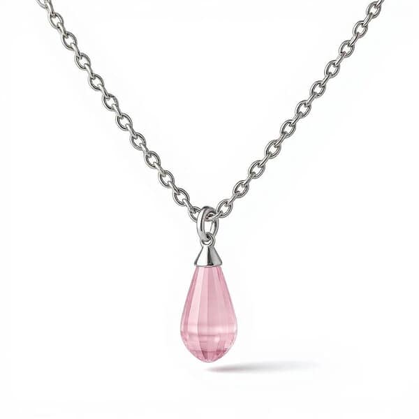 Pink Teardrop Cremation Diamond Necklace