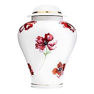 Porcelain Red Poppy Cremation Urns