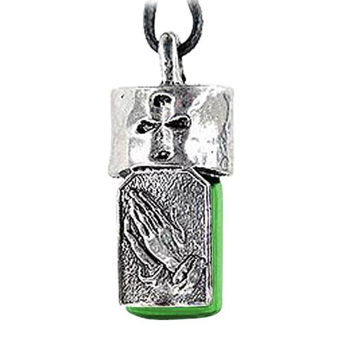 Praying Hands Green Cremation Necklace