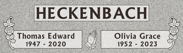 Praying Hands Rose Companion Granite Headstone