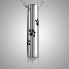 Pet Paw Onyx Cylinder Memorial Jewelry V