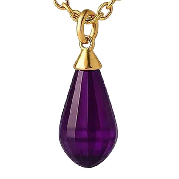 Purple Teardrop Cremation Crystal Necklace