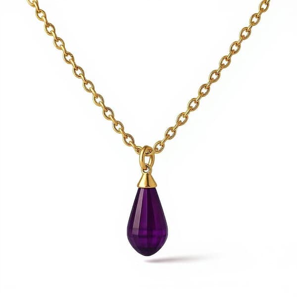Purple Teardrop Cremation Diamond Necklace