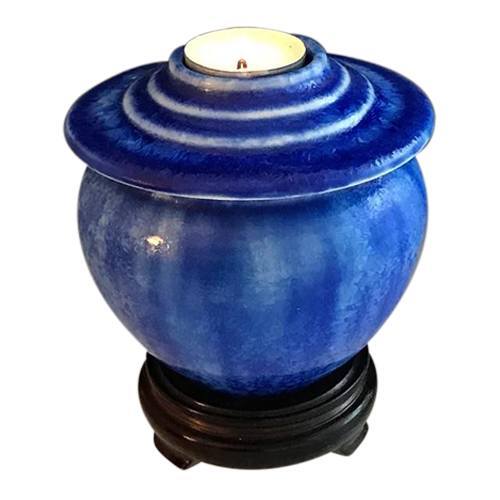 Raining Blue Child Ceramic Urn