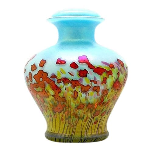 Red Bloom Niche Glass Cremation Urn