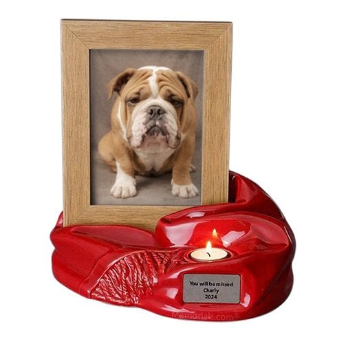 Red Ceramic Photo Pet Urn