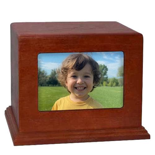 Red Cherry Photo Wood Cremation Urn