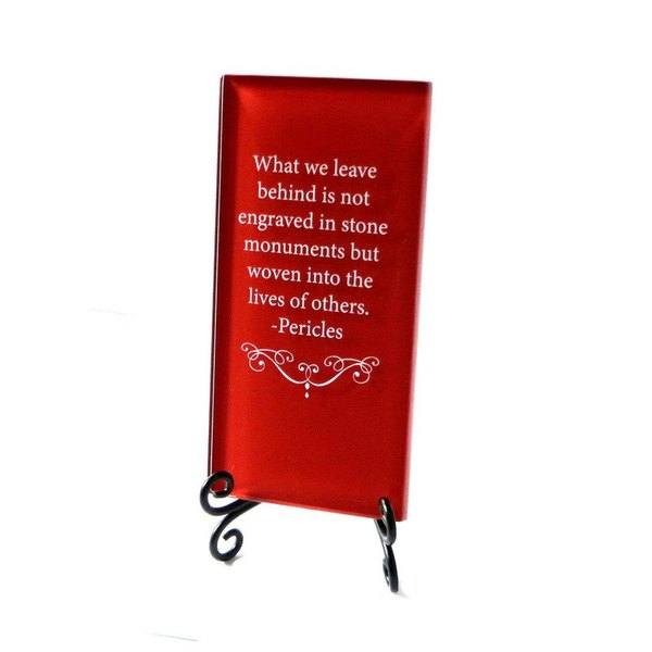 Red Leave Behind Glass Plaque