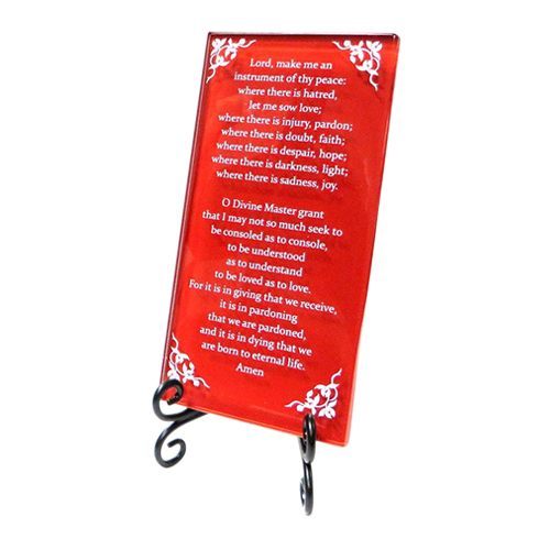 Red St. Francis Prayer Plaque