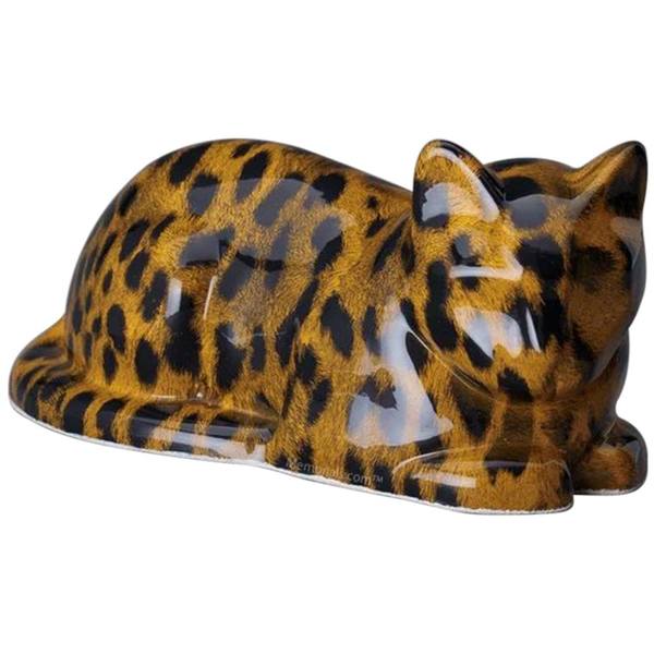 Resting Cheetah Ceramic Cat Urn