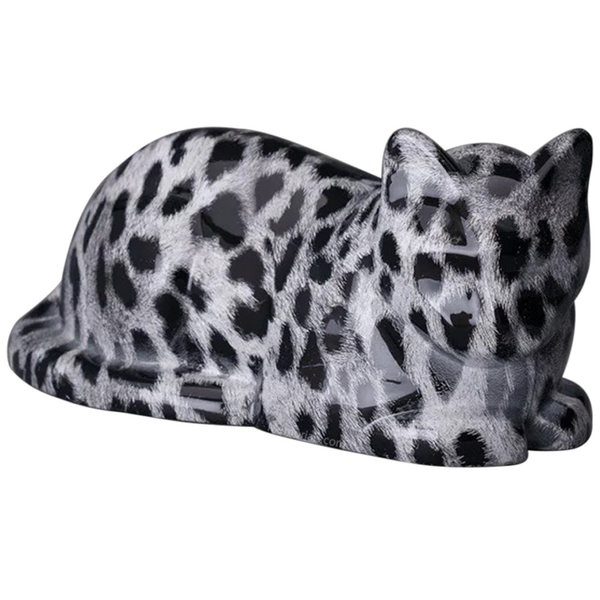 Resting Leopard Ceramic Cat Urn