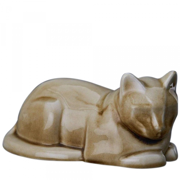 Resting Sand Cat Ceramic Urn