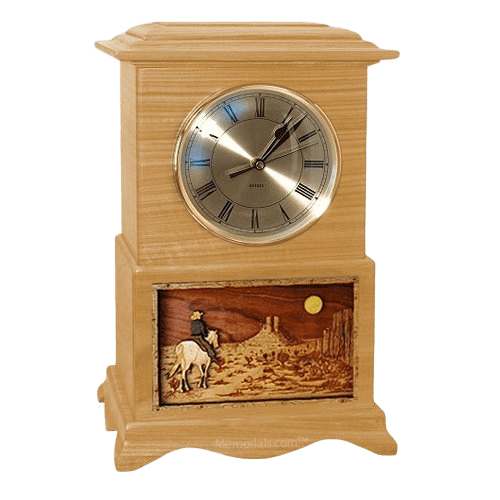 Riding and Moon Clock Oak Cremation Urn