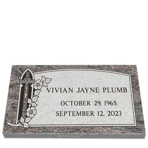 Rosary Cross Granite Grave Marker 24 x 12