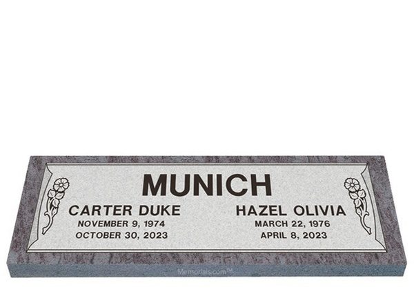 Rose Companion Granite Headstone 36 x 12