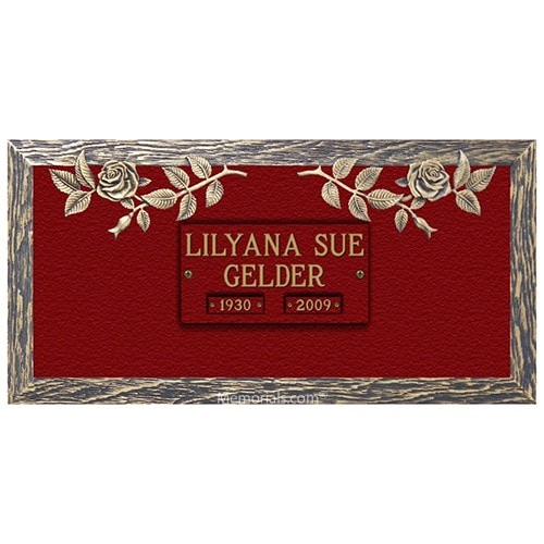Rose Cremation Bronze Plaque 24 x 12