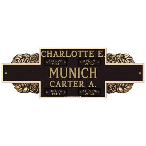 Rose Crypt Memorial Niche Plaque for Two
