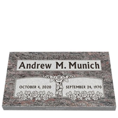 Rose Memorial Granite Grave Marker 20 x 10