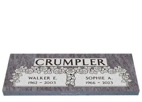 Roses Bloom For You Companion Granite Headstone 40 x 14