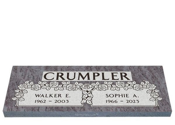 Roses Bloom For You Companion Granite Headstone 44 x 14