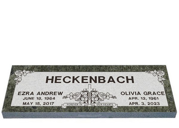 Roses Forever Companion Granite Headstone 36 x 12