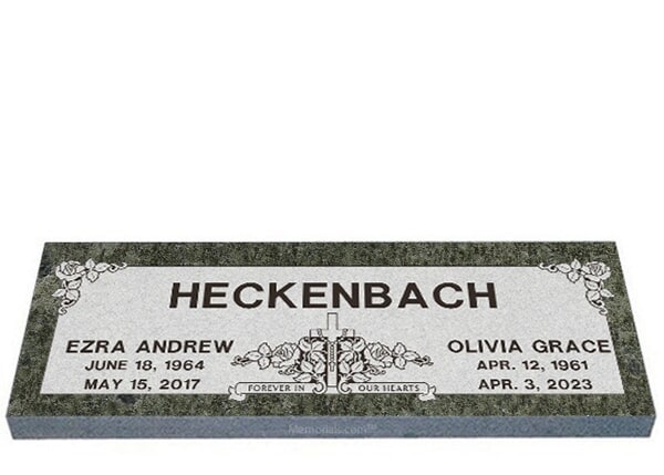Roses Forever Companion Granite Headstone 40 x 14