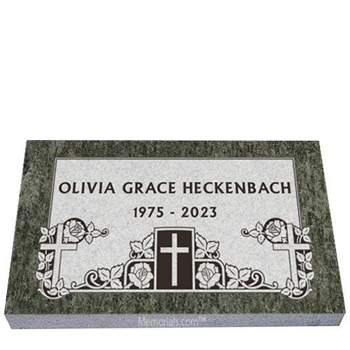 Roses in a Garden of Faith Granite Grave Marker 20 x 10