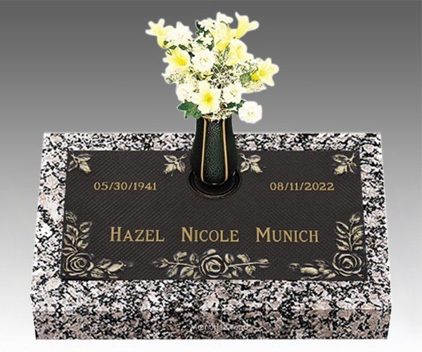 Roses On My Heart Bronze Grave Marker