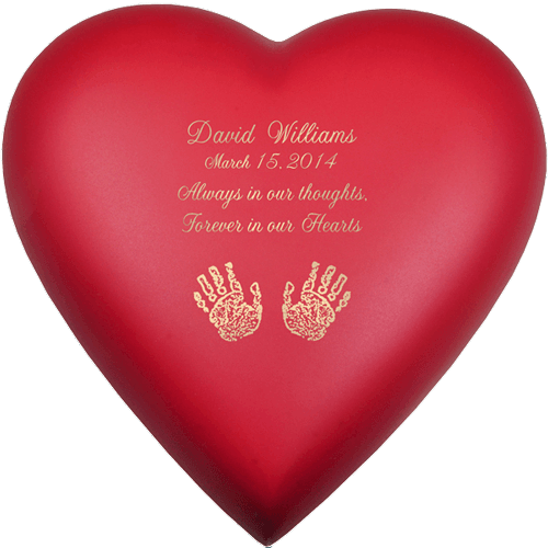 Ruby Heart Print Child Cremation Urn